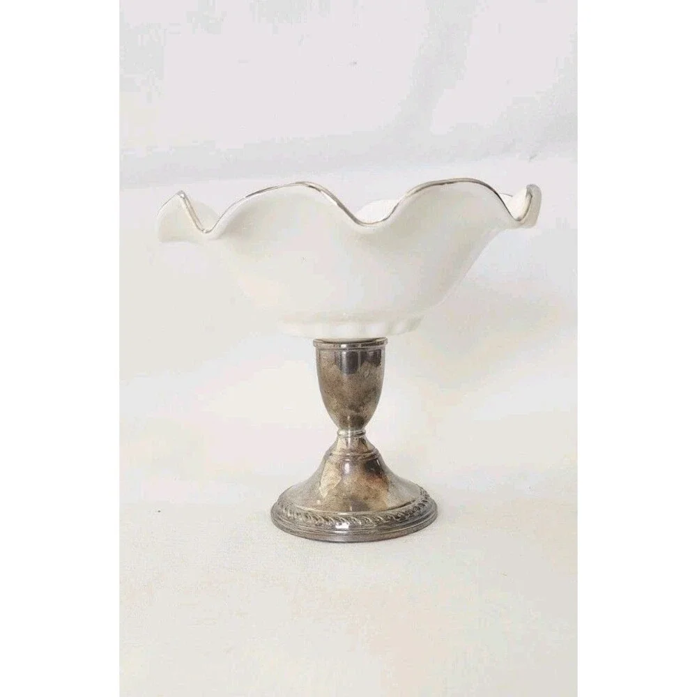 Preisner Porcelain Compote Weighted Sterling Silver Candy Dish Base - 1930's